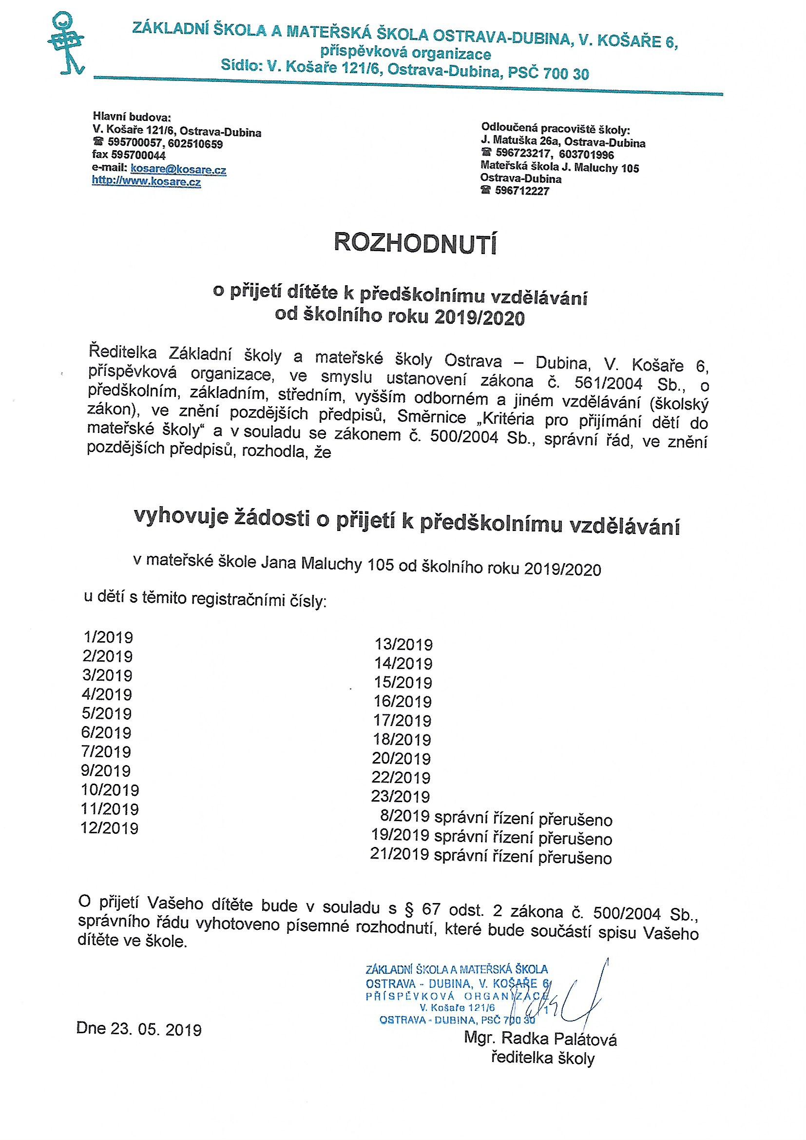 rozhodnutí 2019