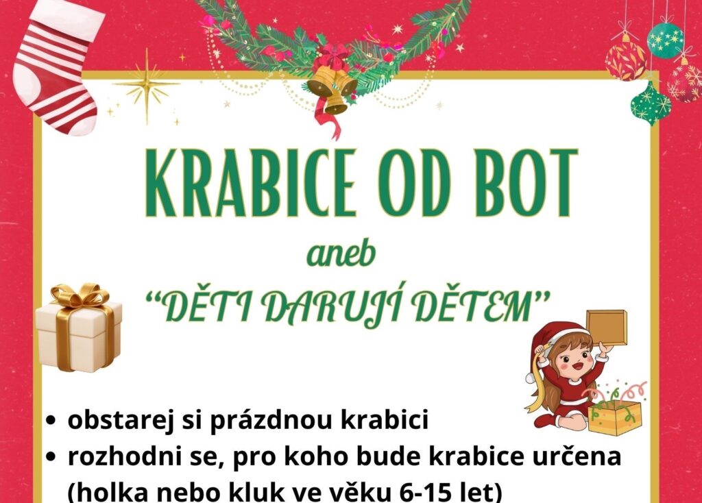 Krabice od bot „DĚTI DARUJÍ DĚTEM“
