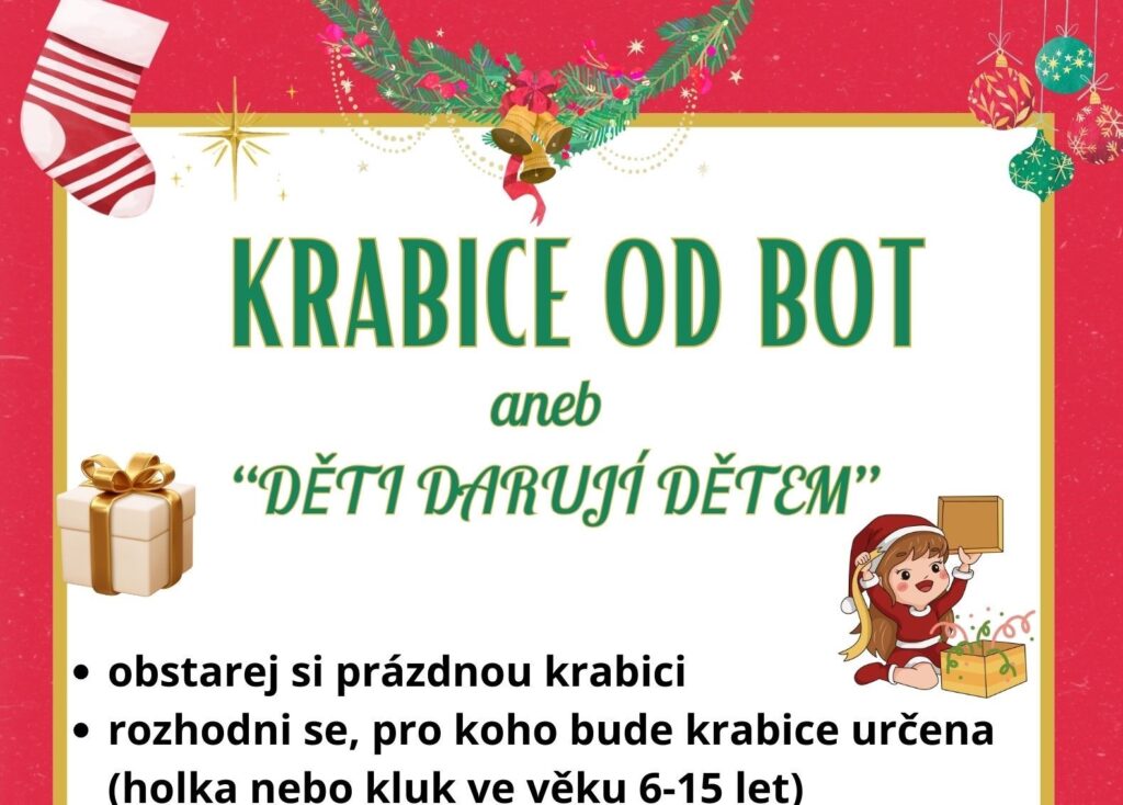 Krabice od bot “DĚTI DARUJÍ DĚTEM”